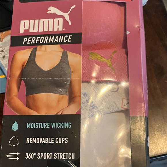 Puma Performance Pink and Gray Sports Bra - Picture 1 of 2